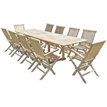 Conjunto de jardín de teca BATAN 10 sillones plegables