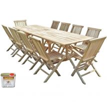 C&l Jardin - Conjunto de jardín de teca batan 8 sillas y 2 sillones - Bundle aceite