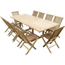 Teck'line - Conjunto de jardín de teca de lujo astana 10 sillas jenae