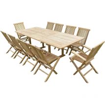 Teck'line - Conjunto de jardín de teca de lujo astana 8 sillas y 2 sillones jenae