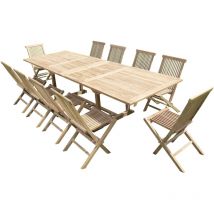 Teck'line - Conjunto de jardín de teca de lujo kirang 10 sillas jenae