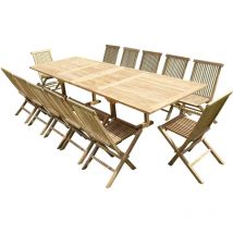 Teck'line - Conjunto de jardín de teca de lujo kirang 12 sillas jenae