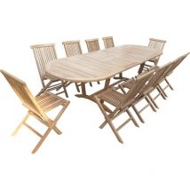 Teck'line - Conjunto de jardín de teca de lujo nila 10 sillas jenae