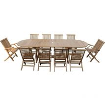 Conjunto de jardín de teca de lujo NILA 8 sillas + 2 sillones JENAE