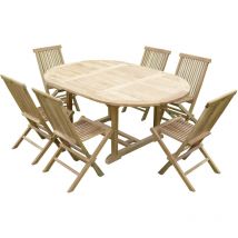Teck'line - Conjunto de jardín de teca de lujo sawah 6 sillas jenae