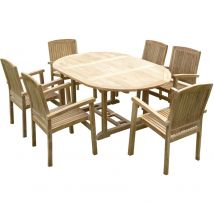 Teck'line - Conjunto de jardín de teca de lujo sawah 6 sillones apilables audia