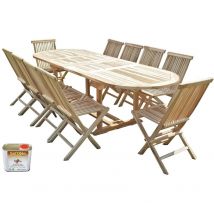 C&l Jardin - Conjunto de jardín de teca henua 10 sillas - Bundle aceite
