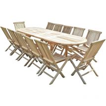 C&l Jardin - Conjunto de jardín de teca henua 10 sillas y 2 sillones