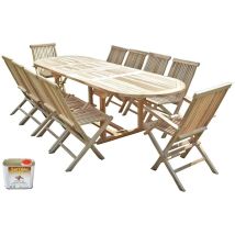 C&l Jardin - Conjunto de jardín de teca henua 8 sillas y 2 sillones - Bundle aceite