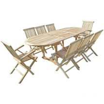 Conjunto de jardín de teca mahui 6 sillas y 2 sillones