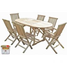 C&l Jardin - Conjunto de jardín de teca solo 4 sillas y 2 sillones - Bundle aceite