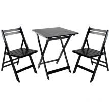 Conjunto de Terraza Plegable Mesa Cuadrada y 2 Sillas Biano Madera de Bambú 7house
