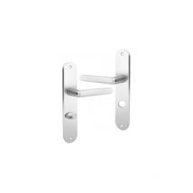 Ouvre&deco - Conjunto de la manija de la puerta con placa de cierre, aluminio plateado.