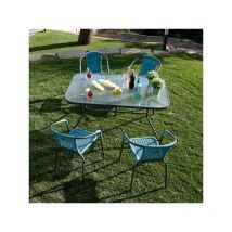 Niubó - Conjunto de mesa cristal 142x90xh71 + 4 sillas (escoger color) -