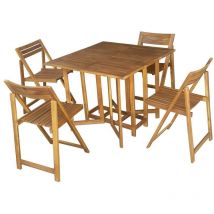 Defibrico - Conjunto de mesa y sillas plegables de exterior de madera
