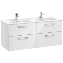 Roca - Conjunto de mueble con cuatro cajones y lavabo doble victoria Color: Blanco brillo