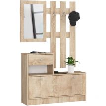 Conjunto de muebles con zapatero akord Roble Sonoma 90 cm 1 puerta 1 cajón frente en color Roble Sonoma 2 estantes 90x25x170 cm