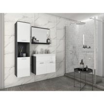Muebles Slavic - Conjunto de muebles de baño montreal, juego de muebles de baño, baño pequeño, lavabo incluido, color matera/blanco brillo