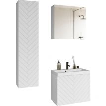 Muebles Slavic - Conjunto de muebles de baño nicea, juego de muebles de baño, lavabo incluido, color blanco espiga