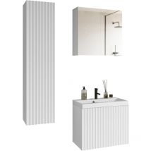 Muebles Slavic - Conjunto de muebles de baño nicea, juego de muebles de baño, lavabo incluido, color blanco ondulado