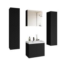 Muebles Slavic - Conjunto de muebles de baño nicea xl, juego de muebles de baño, lavabo incluido, color negro mate espiga