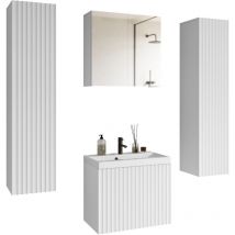 Muebles Slavic - Conjunto de muebles de baño nicea, xl juego de muebles de baño, lavabo incluido, color blanco ondulado