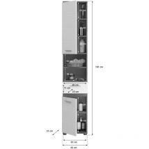Meublorama - Conjunto de muebles de baño william – Gris oscuro y blanco – 160x191x34 cm
