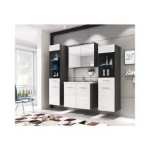 Bratex - Conjunto de muebles de baño madrid ii, juego de muebles con lavabo incluido, iluminación led, color matera/blanco brillo