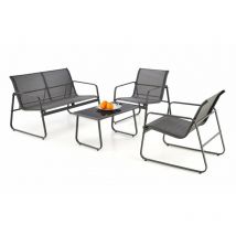 Arredamento1 - Conjunto de muebles de exterior Houston 1636 , 0x0x0cm, Metal, Vidrio templado, Textil