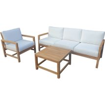 Teck'line - Conjunto de muebles de jardín bajos en teca premium ninati 4 plazas