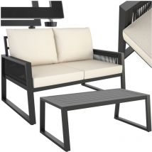 Tectake - Conjunto de jardín lounge Captive en diseño de cuerda - Sitzgruppe, Gartenlounge, Gartenmöbel - Conjunto 2 (1 x sofá / 1 x mesa)