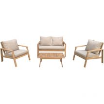 Happy Garden - Conjunto de muebles de jardín de acacia gili 4 plazas cojines arena