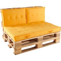 Oviala - Paquete de muebles de jardín de palets y cojines amarillos
