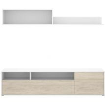 Dkit - Conjunto de muebles de salón Lucena en blanco/natural.