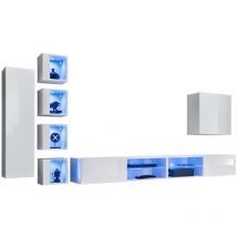 Conjunto de muebles de salón switch xxvi diseño, color blanco brillante.