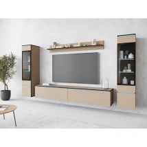 Muebles Slavic - Conjunto de muebles de salón vera ii, juego de muebles de salón, iluminación led incluida, color Congo