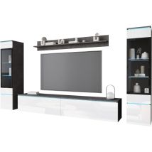 Muebles Slavic - Conjunto De Muebles De Salón Vera Ii, Juego De Muebles De Salón, Sin Iluminación Led, Color Matera/blanco Brillo