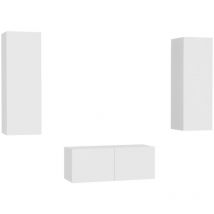Conjunto de muebles mueble aparador TV televisión salón dormitorio salón 3 piezas madera contrachapada blanca