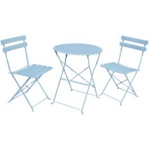 Conjunto de muebles para balcón ORION Mesa redonda y 2 sillas en elegante color Azul