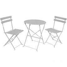 Conjunto de muebles para balcón orion Mesa redonda y 2 sillas en elegante Gris