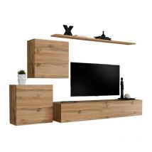 Meublorama - Conjunto de muebles para salón switch v diseño, color roble Wotan.