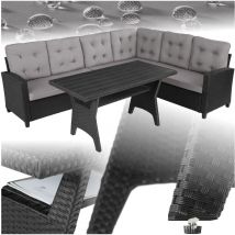 Tectake - Conjunto de ratán Catania - mueble de exterior de poli ratán, sofá de ratán sintético con cojines y fundas, asiento de jardín con