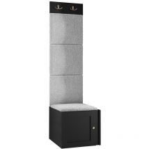 Conjunto de recibidor Hartford 378, Negro, 186x42x46cm, Aglomerado laminado, Tapiz, mdf, Colocada, Montada en la pared