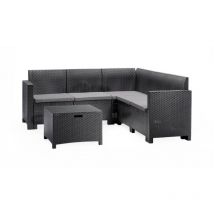 Bica - Conjunto de salón exterior Eris, Conjunto de jardín con cojines, Conjunto de salón interior efecto ratán, 100% Made in Italy, Antracita