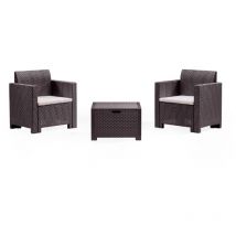 Bica - Conjunto de salón exterior Neptune, Conjunto de jardín con cojines, Conjunto de salón interior efecto ratán, 100% Made in Italy, Marrón