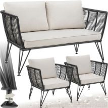 Tectake - Conjunto de salón de jardín sundo en diseño de cuerda con poliratán - Conjunto de asientos, muebles de jardín, muebles de balcón