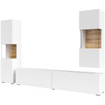 Arredamento1 - Conjunto de salón Revmiru 106, Blanco + Roble wotan