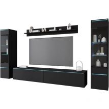 Muebles Slavic - Ensemble de meubles de salon vera ii, ensemble de meubles de salon, éclairage led inclus, couleur noir mat