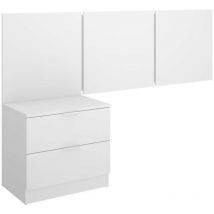 DKT - Conjunto juvenil cabecero + mesita Tito acabado blanco.