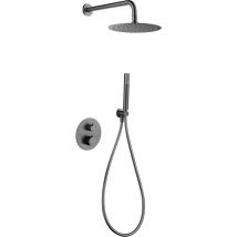 Imex - Ensemble de douche encastré avec thermostat Modèle génova Couleur noire Finition en métal noir-gun [ ]